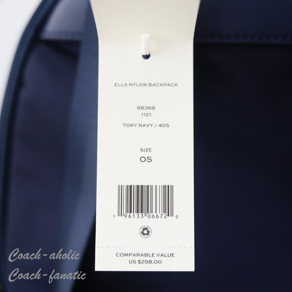 NWT Tory Burch Ella Logo Dual Zip Compartment Nylon Backpack in Tory Navy - Picture 7 of 11
